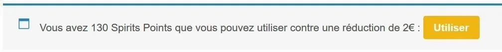 Illustration : Utilisation des Spirits Points dans le panier