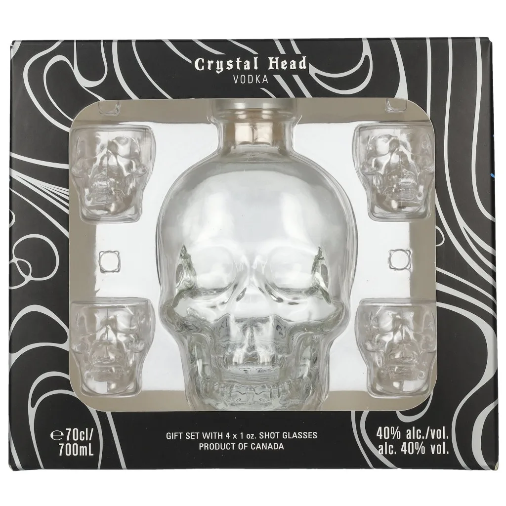 Crystal Head + 4 verres